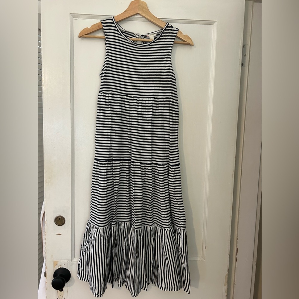 Crewcuts Navy Blue and White Sleeveless Tiered Maxi Dress